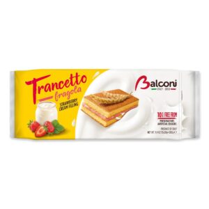Balconi Trancetto Strawberry med illustration af kagen og ingredienser som jordbær