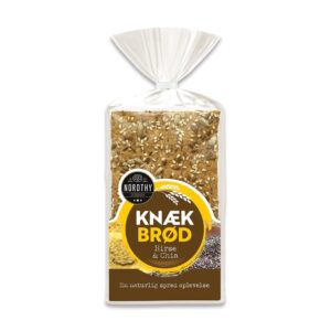 Knækbrød Hirse & Chia fra Nordthy i klar plastemballage