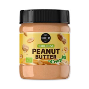 Nordthy Økologisk Peanut Butter Crunchy 340 g i glas med grøn låg og gul label