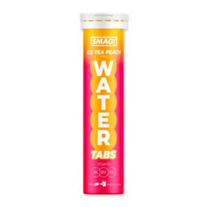 SMAG! Water Tabs Ice Tea Peach – rør med 20 brusetabletter med ferskensmag og vitaminer.