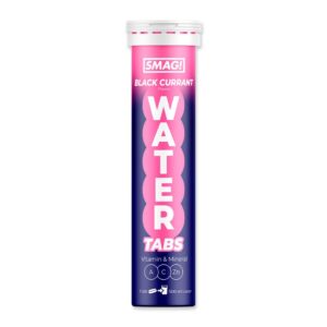 SMAG! Water Tabs Solbær – rør med 20 brusetabletter med solbærsmag, vitaminer og mineraler.